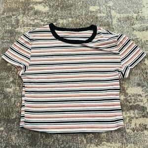 Pink striped cropped tee